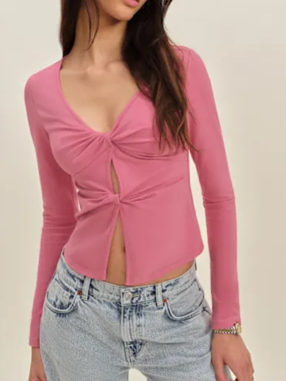 Reformation Silas Knit Top Pink - Size M